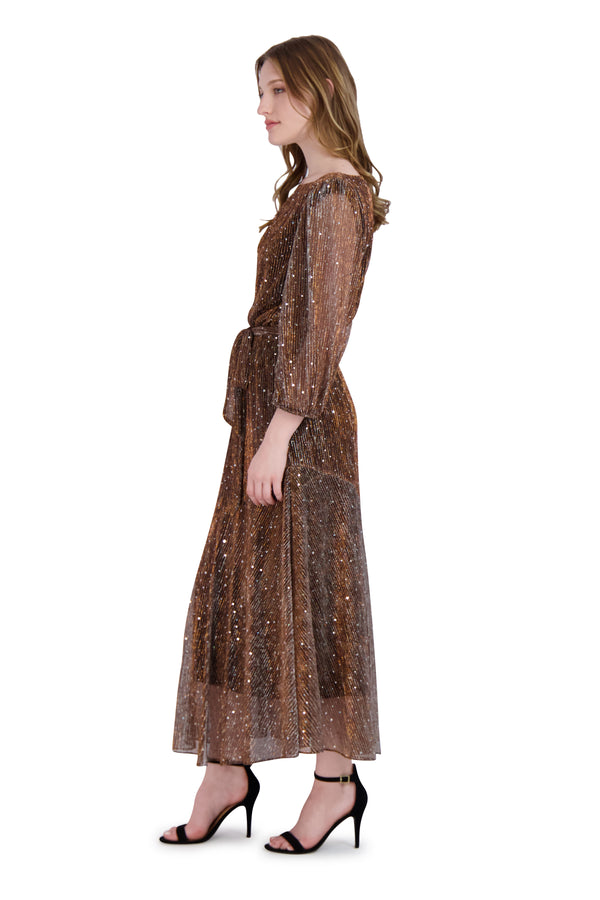 Julia Jordan DONNA RICCO - SLEEVE BELTED DRESS COPPER