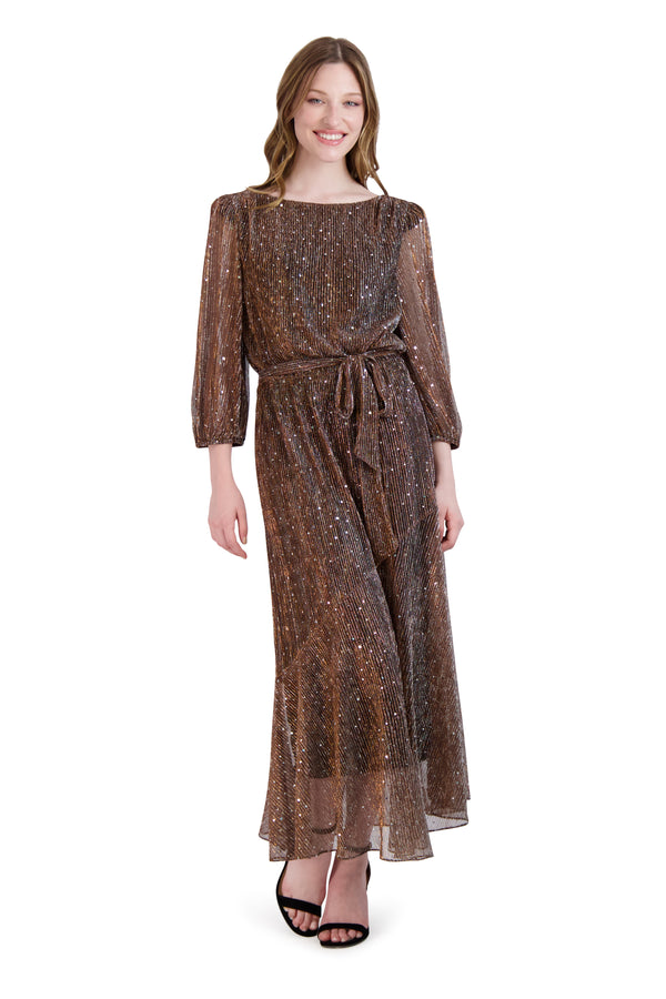 julia jordan DONNA RICCO - SLEEVE BELTED DRESS COPPER