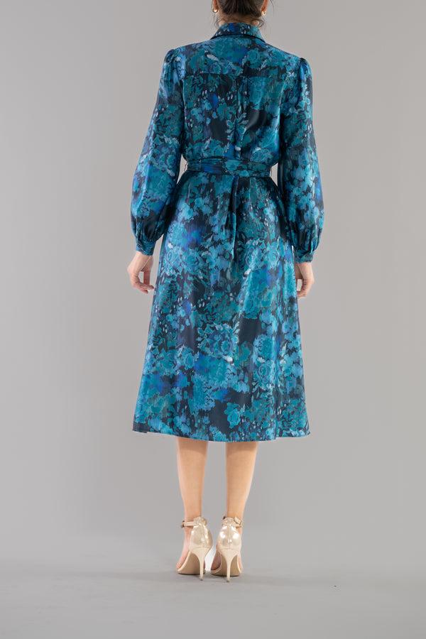 Julia Jordan DONNA RICCO - SLEEVE PRINTED CDC SHIRT DRESS NAVY MULTI