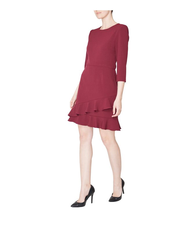 Julia Jordan DONNA RICCO - SLEEVE ROUND NECK DRESS WINE