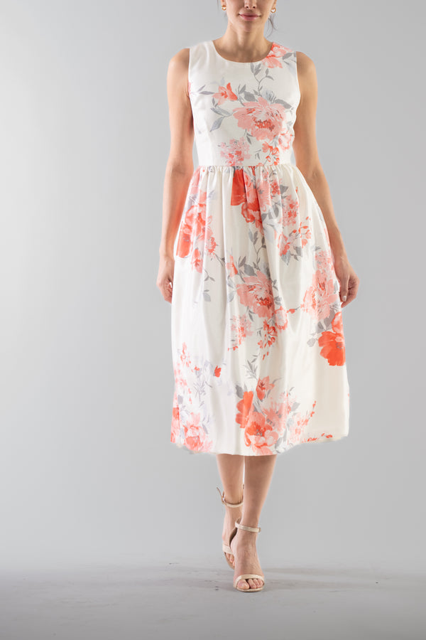 Julia Jordan DONNA RICCO - SLEEVELESS FIT & FLARE DRESS CORAL CREAM