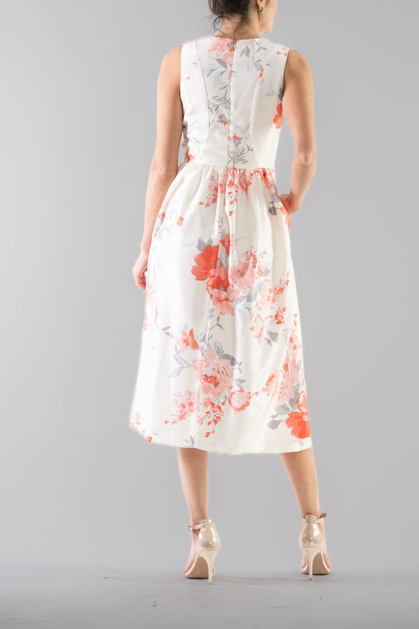 Julia Jordan DONNA RICCO - SLEEVELESS FIT & FLARE DRESS CORAL CREAM