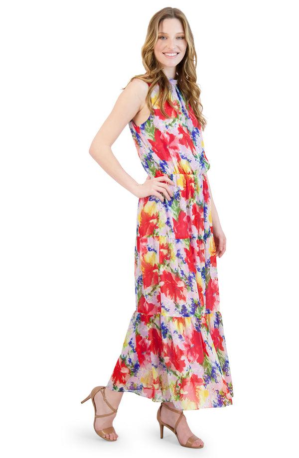 Julia Jordan DONNA RICCO - SLEEVELESS MAXI DRESS LAVENDER MULTI