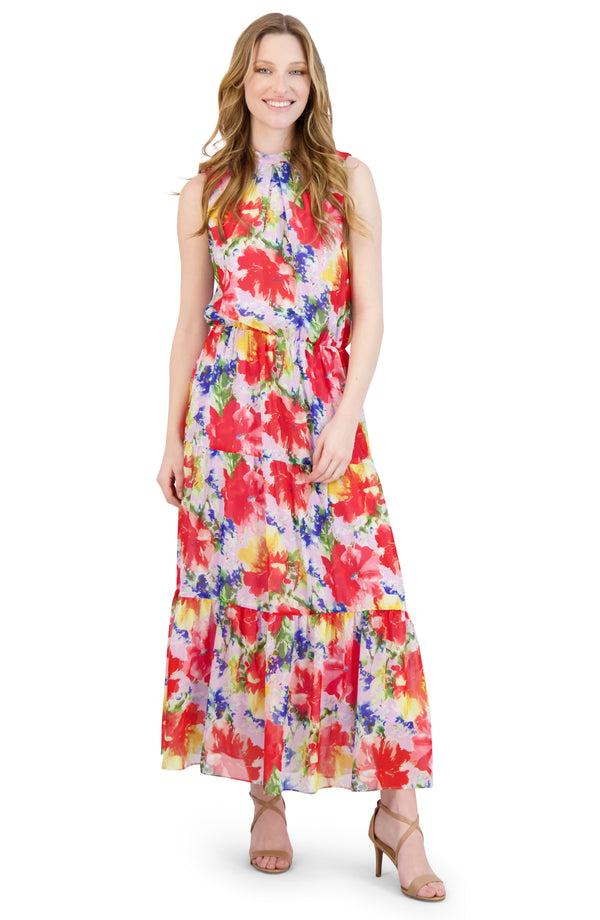 Julia Jordan DONNA RICCO - SLEEVELESS MAXI DRESS LAVENDER MULTI