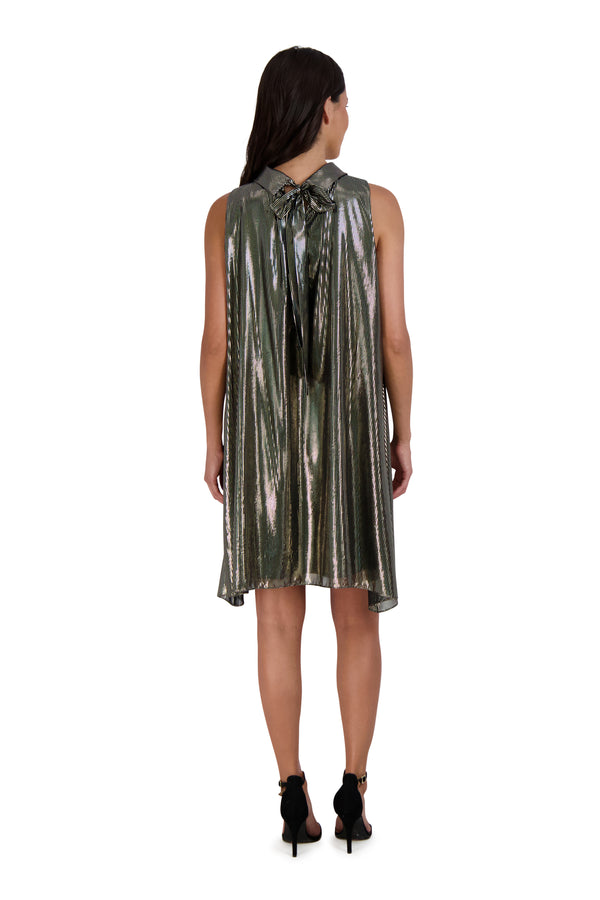 Julia Jordan DONNA RICCO - SLEEVELESS ROLL NECK DRESS BLACK GOLD