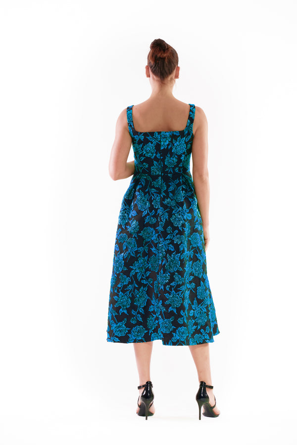 Julia Jordan DONNA RICCO - SLEEVELESS SQUARE NECK EVENING DRESS TEAL