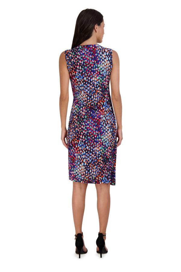 Julia Jordan DONNA RICCO - SLEEVELESS TWIST WAIST DRESS NAVY MULTI