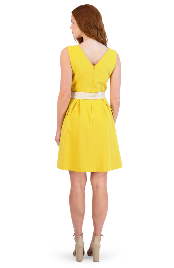 Julia Jordan DONNA RICCO - SURPLUS SHORT BELTED DRESS MUSTARD