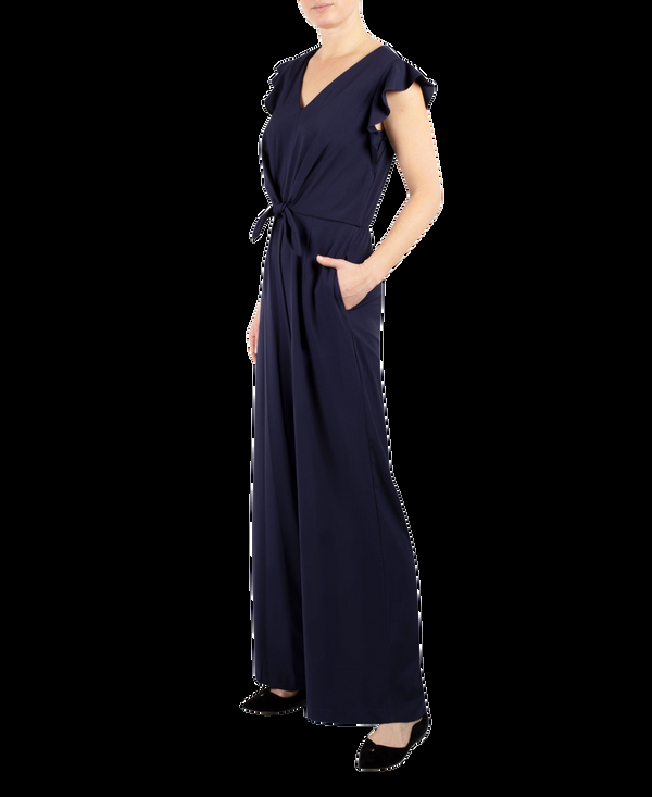 Julia Jordan Flutter Sleeve Jumpsuit With Tie Front Waist Navy