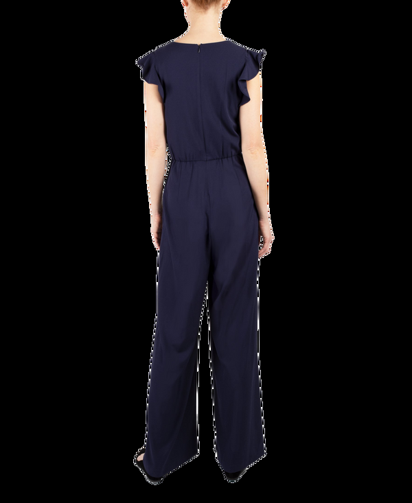 Julia Jordan Flutter Sleeve Jumpsuit With Tie Front Waist Navy