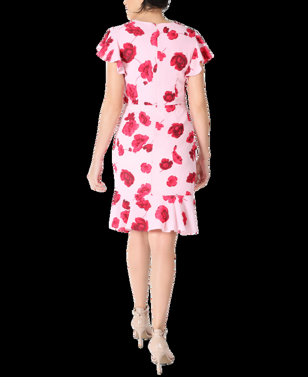 Julia Jordan Flutter Sleeve Shirred Skirt Pink Floral Pink Multi