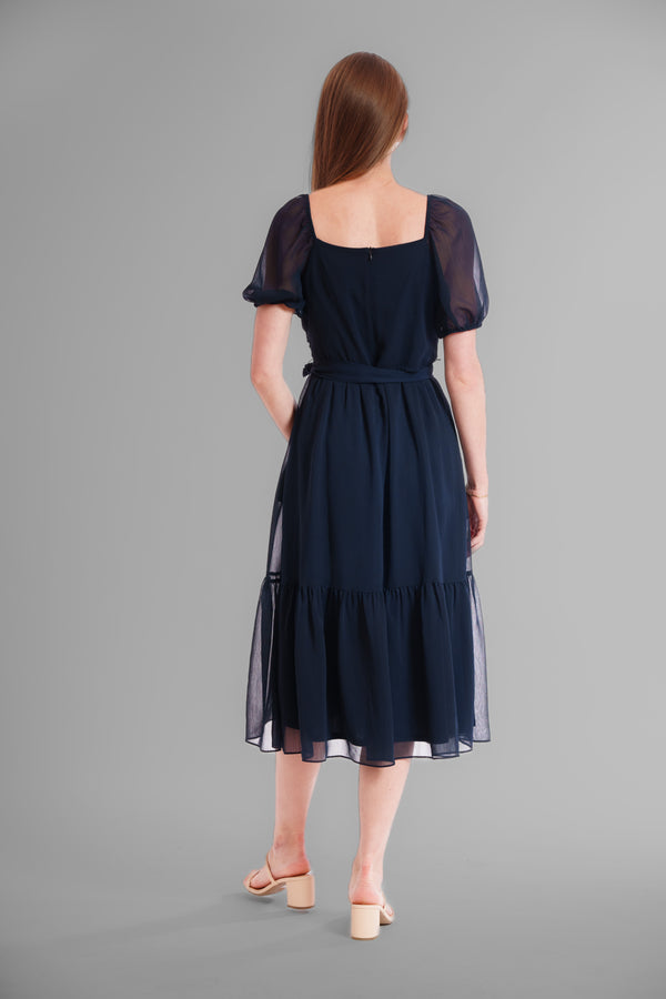 Julia Jordan 1PC SS SURPLICE MIDI DRESS NAVY