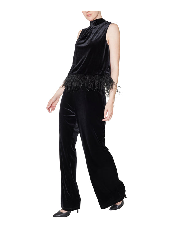 julia jordan 2 Piece Velvet Pant and Top Set Black