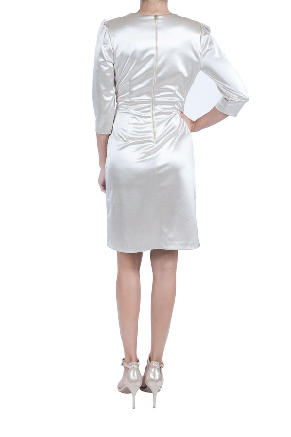 Julia Jordan 3/4 Sleeve Ruffle Dress Champagne