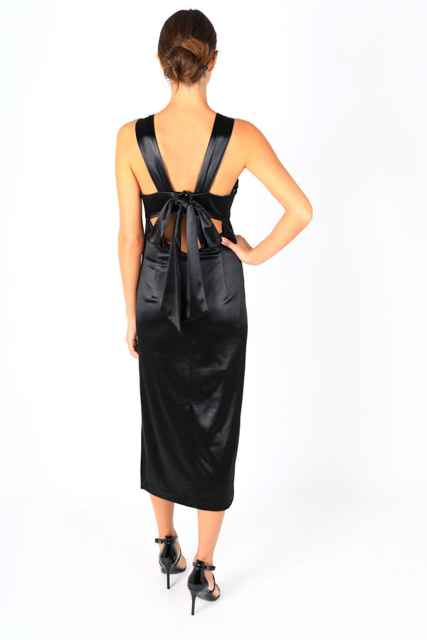 Julia Jordan Bow Tie Back Midi Dress Black