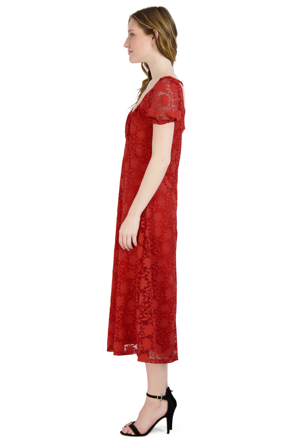 Julia Jordan Bubble Sleeve Maxi Dress Terracotta