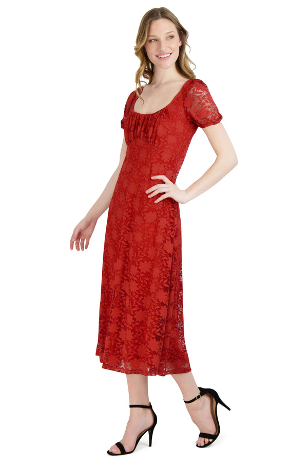 Julia Jordan Bubble Sleeve Maxi Dress Terracotta