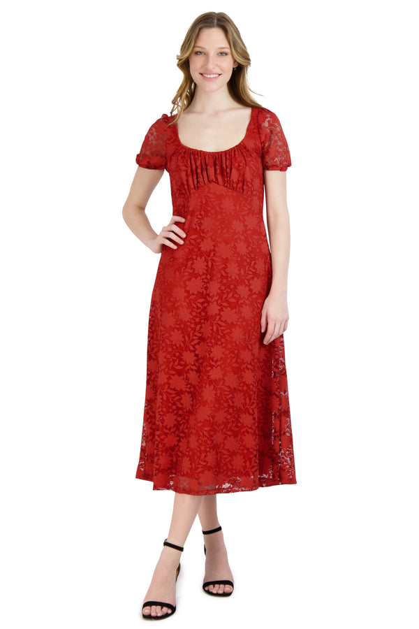 julia jordan Bubble Sleeve Maxi Dress Terracotta