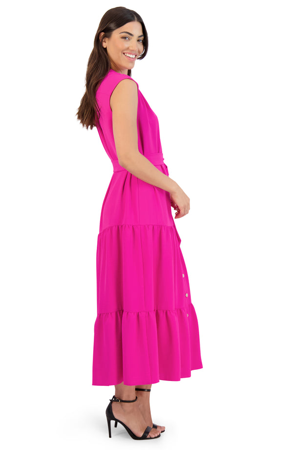 Julia Jordan DONNA RICCO - BUTTON MAXI DRESS FUCHSIA