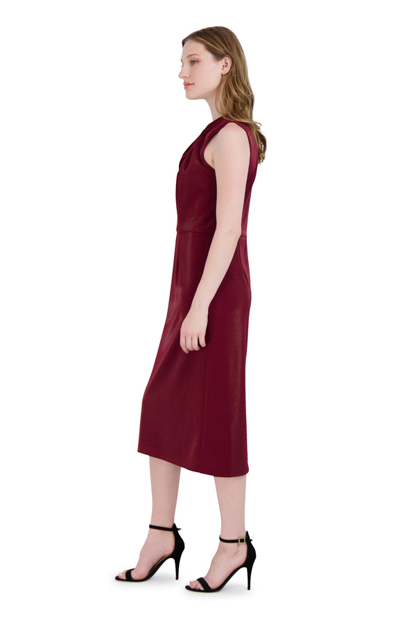 Julia Jordan DONNA RICCO - KNOT NECK MIDI DRESS WINE