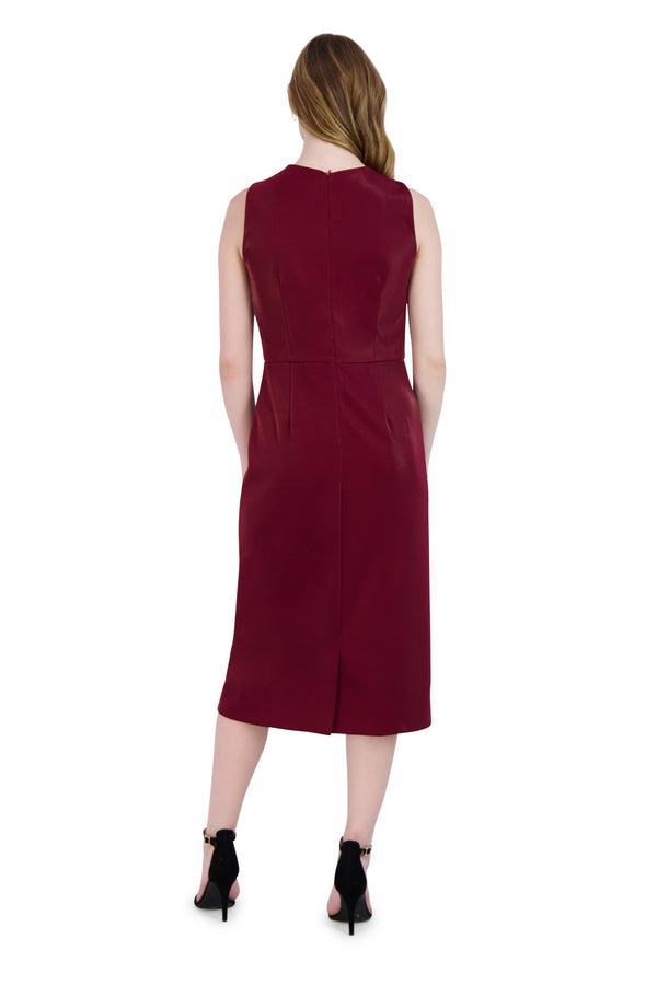 Julia Jordan DONNA RICCO - KNOT NECK MIDI DRESS WINE