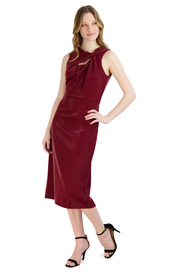 Julia Jordan DONNA RICCO - KNOT NECK MIDI DRESS WINE