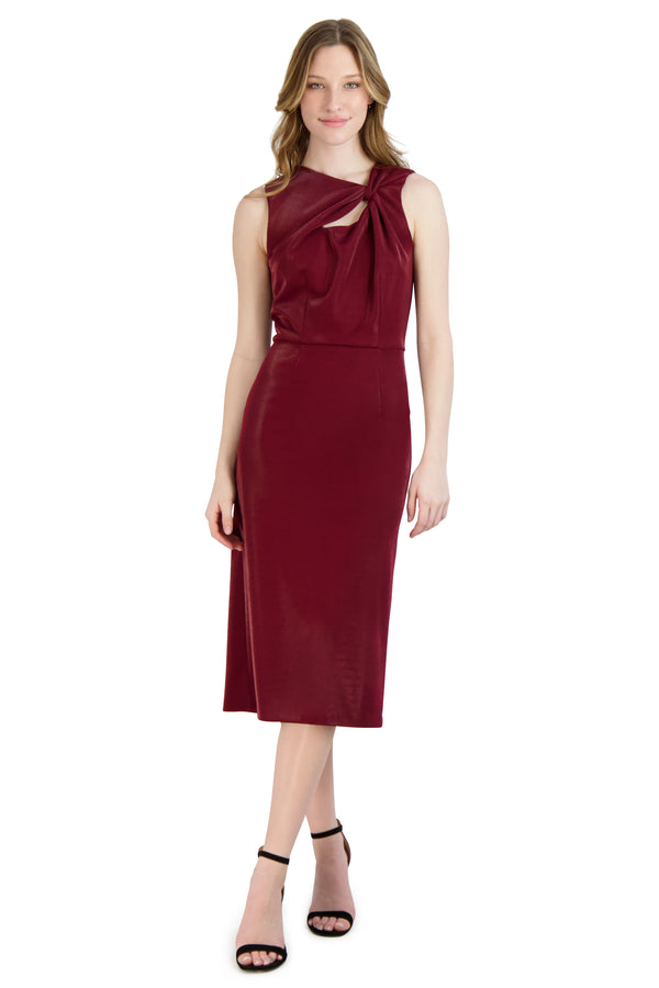 julia jordan DONNA RICCO - KNOT NECK MIDI DRESS WINE