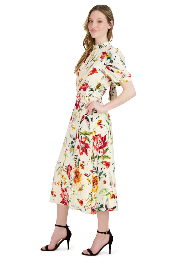Julia Jordan Floral Mock Neck Dress Ivory