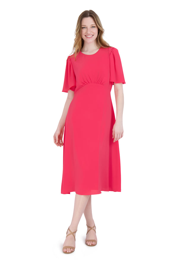 Julia Jordan Flounce Sleeve A-line Dress Coral