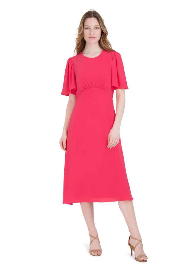 julia jordan Flounce Sleeve A-line Dress Coral