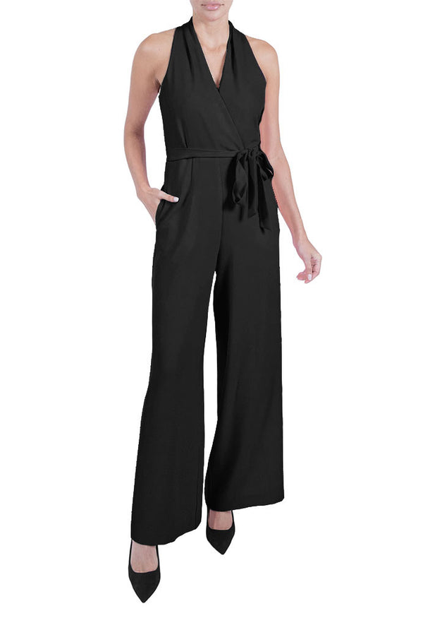 julia jordan HALTER JUMPSUIT BLACK