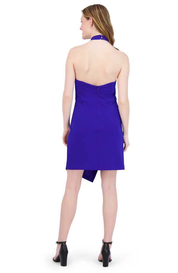 Julia Jordan HALTER NECK ASYMMETRICAL DRESS COBALT