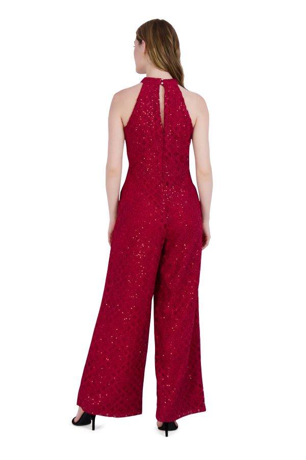 Julia Jordan Halter Twist Neck Jumpsuit Red