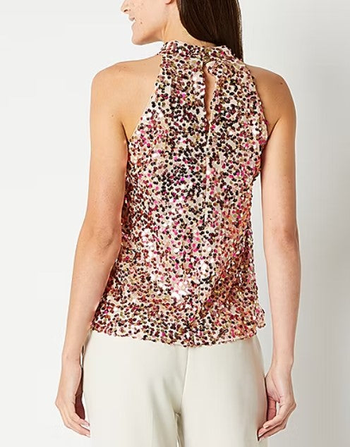 Julia Jordan KNOT NECK TOP NUDE MULTI