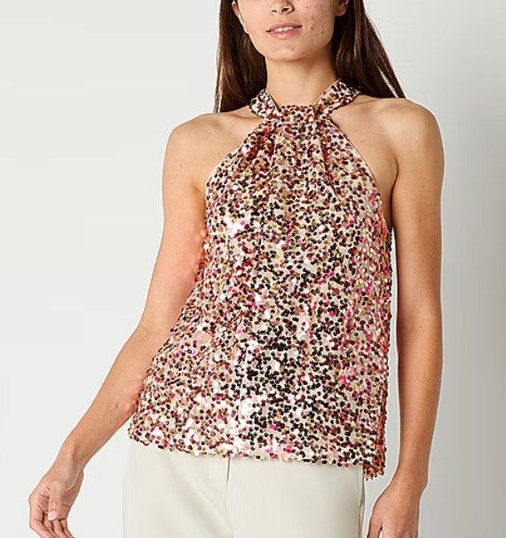 julia jordan KNOT NECK TOP NUDE MULTI