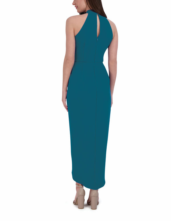 Julia Jordan Knot Neck Tulip Hem Dress Blue Jade