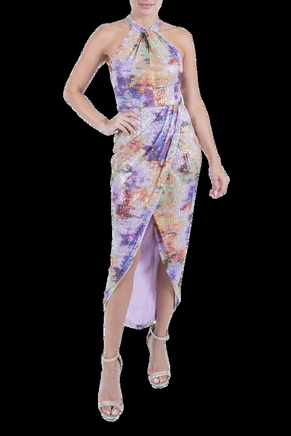 julia jordan Knot Neck Tulip Hem Dress Multi