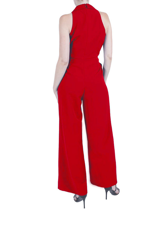 Julia Jordan LAPEL JUMPSUIT RED