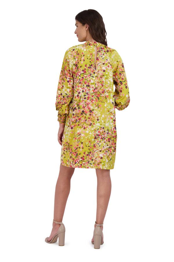 Julia Jordan Long Sleeve Aline Dress Green Multi