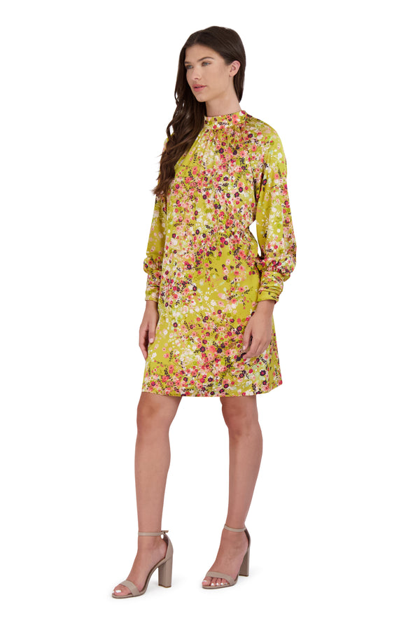 Julia Jordan Long Sleeve Aline Dress Green Multi