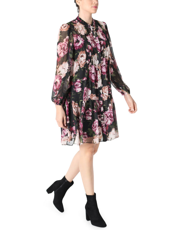 Julia Jordan Long Sleeve Chiffon Dress Black/Multi