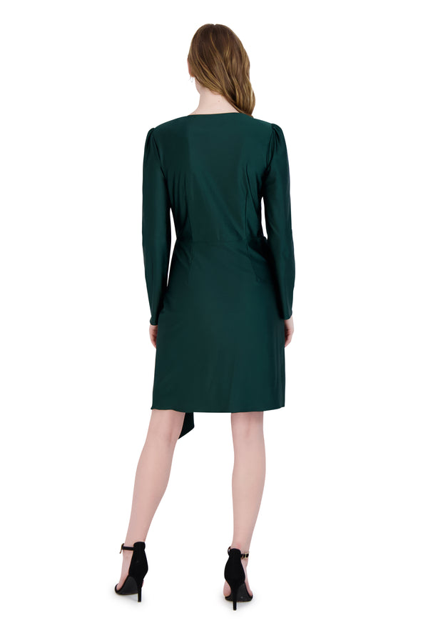 Julia Jordan Long Sleeve Faux Wrap Dress Green