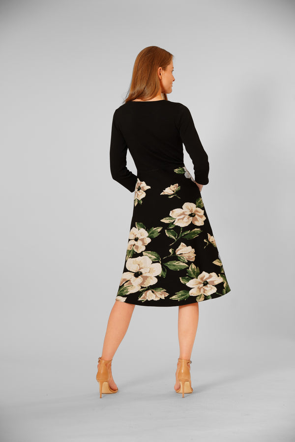 Julia Jordan LONG SLEEVE KNIT DRESS BLACK BROWN