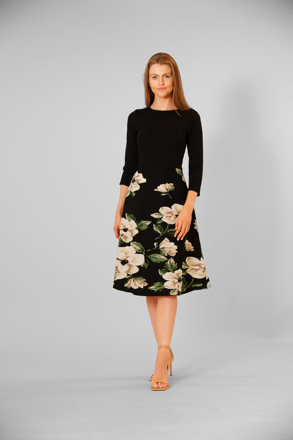 julia jordan LONG SLEEVE KNIT DRESS BLACK BROWN