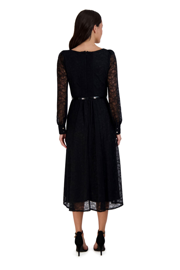 Julia Jordan Long Sleeve Scoop Neck Dress Black