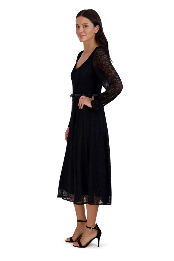 Julia Jordan Long Sleeve Scoop Neck Dress Black