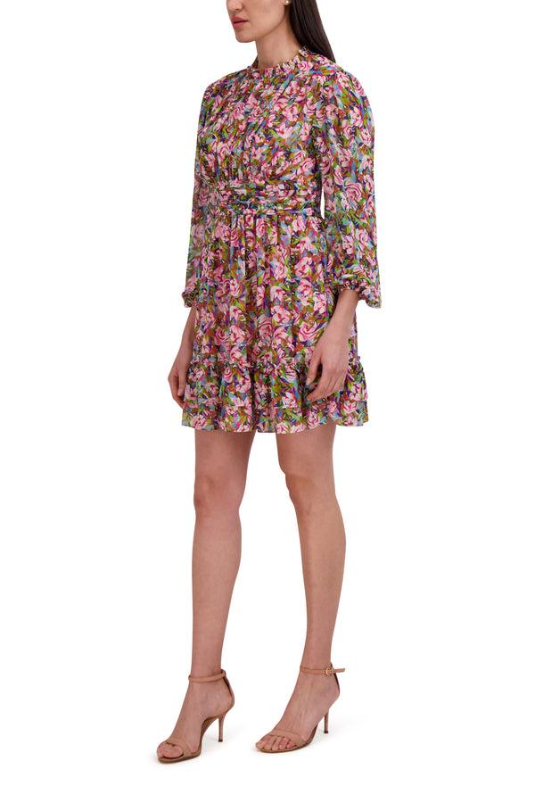 Julia Jordan LONG SLEEVE SHORT DRESS MULTI