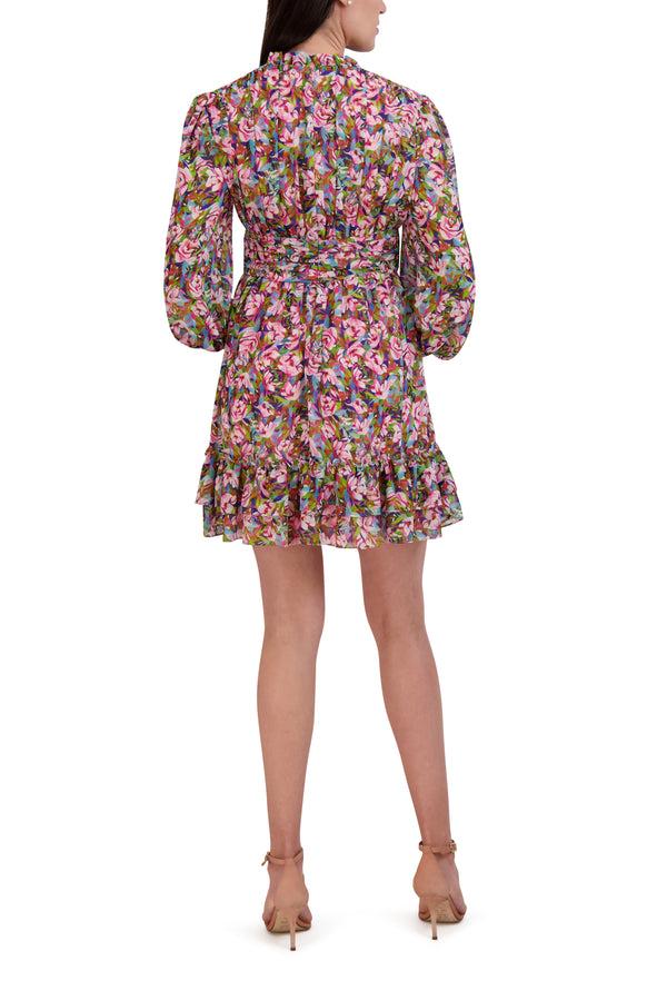 Julia Jordan LONG SLEEVE SHORT DRESS MULTI