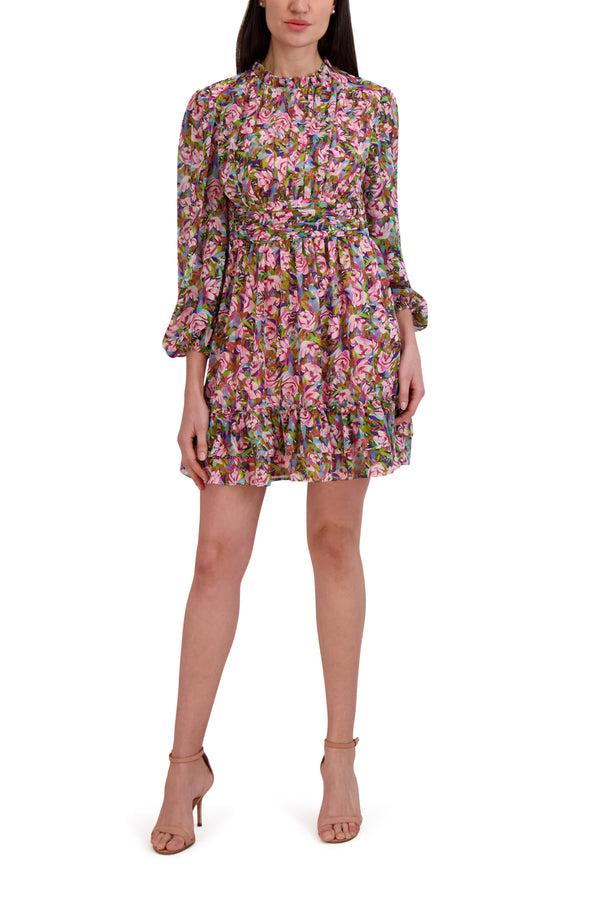 julia jordan LONG SLEEVE SHORT DRESS MULTI