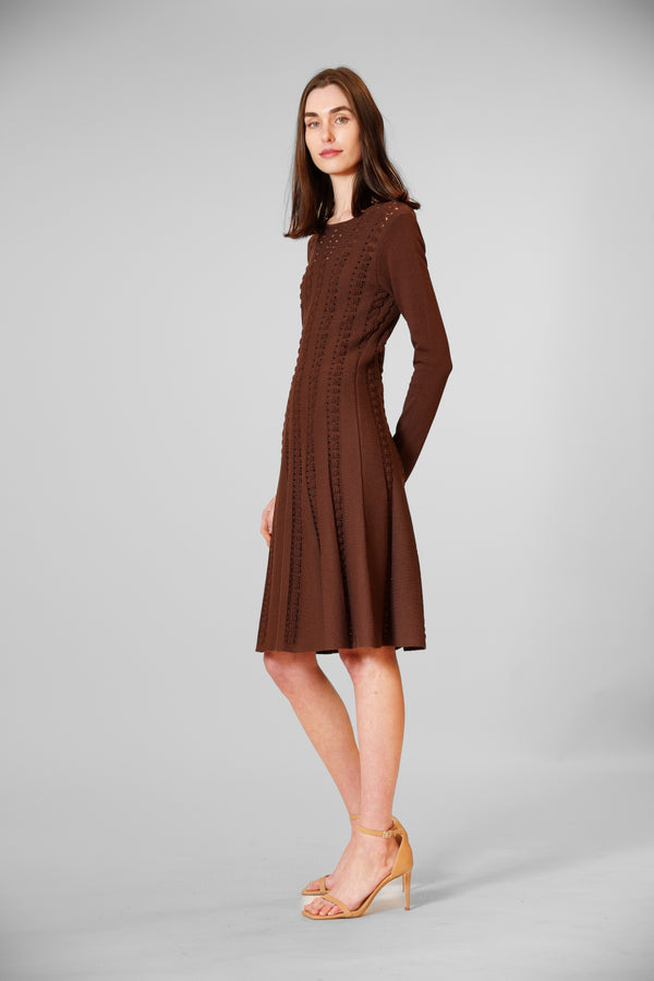 Julia Jordan LONG SLEEVE SWEATER KNIT DRESS BROWN